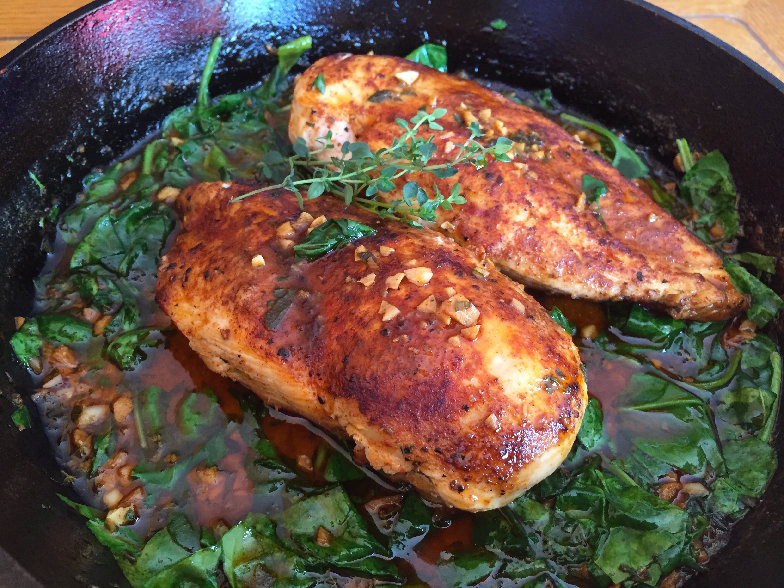 Paprika Chicken with White Wine Butter Thyme Sauce